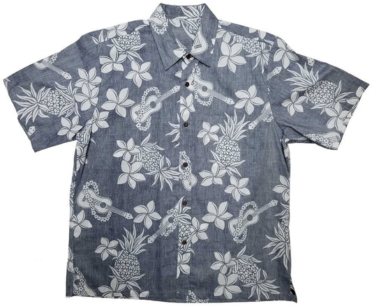 Navy Reverse Ukulele Hawaiian Shirt