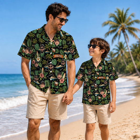 Papa and Mini Custom Matching Hawaiian Shirts
