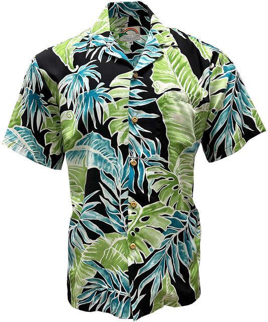 Cabana Palms - Black Hawaiian Shirt