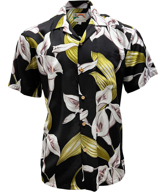 Calla Lily - Black Hawaiian Shirt