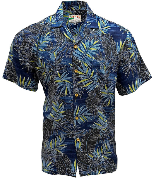 Navy Midnight Palm Hawaiian Shirt