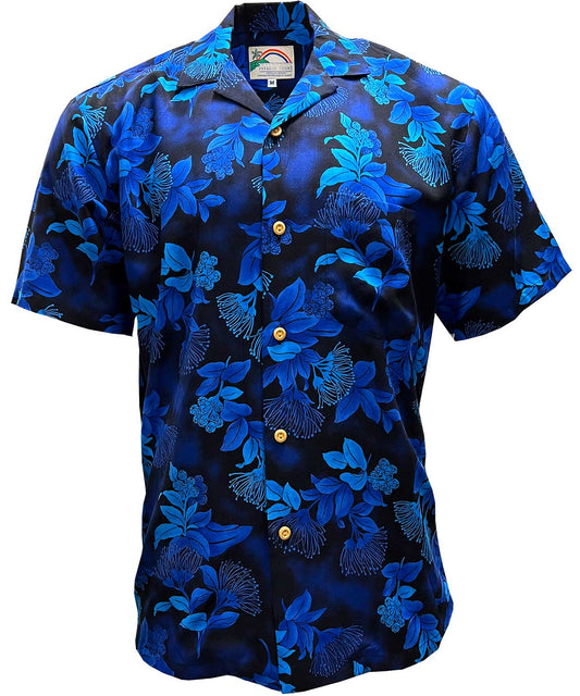 Navy Ohia Hawaiian Shirt