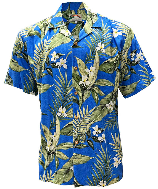Blue White Ginger Hawaiian Shirt