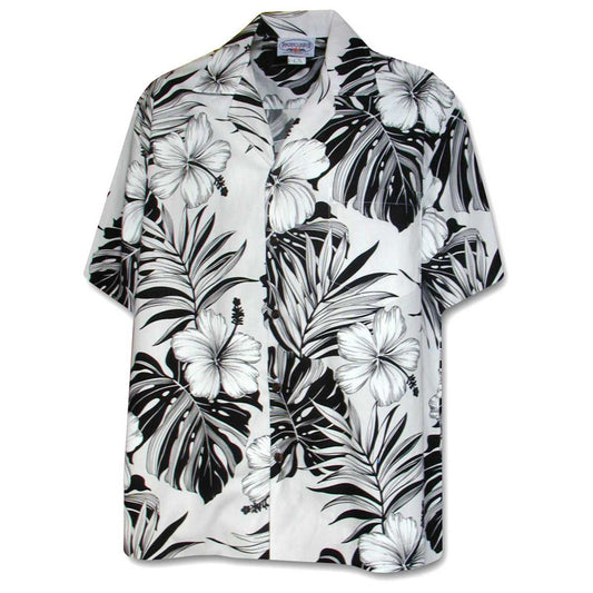 Big Hibiscus - White Hawaiian Shirt