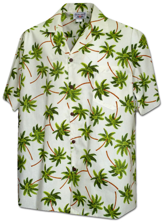 Flying Palm Trees Ivory Hawaiian Shirt