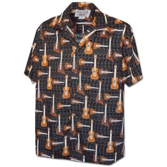 Aloha Ukulele - Black Hawaiian Shirt