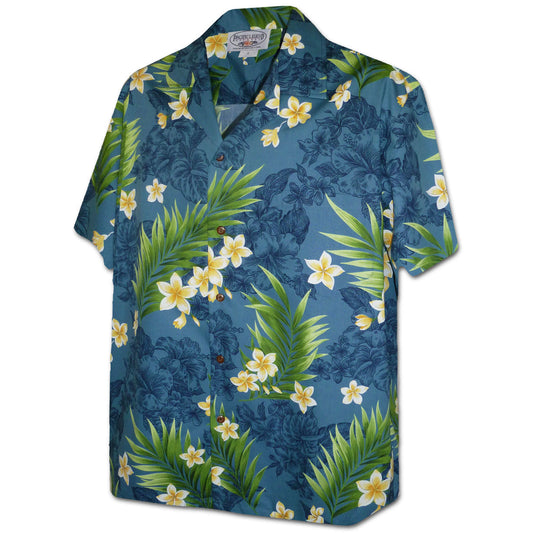 Teal Positively Plumeria Hawaiian Shirt