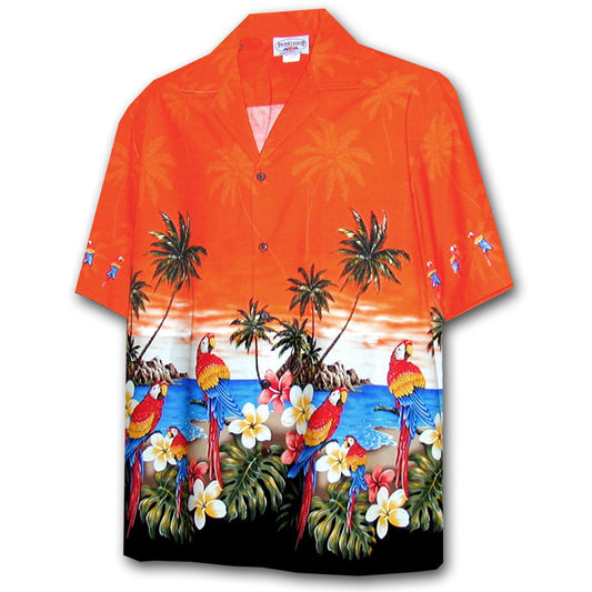 Island Birds Orange Hawaiian Shirt