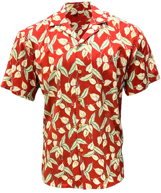 Red Mini Anthurium Hawaiian Shirt