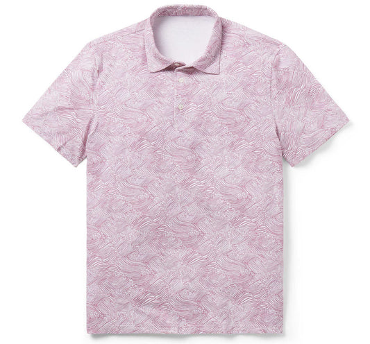 Red Molokai Channel Performance Polo Hawaiian Shirt