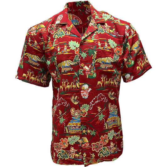 Red Santa's Surf Shack Hawaiian Shirt