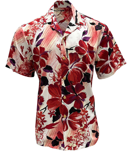 Red Watercolor Hibiscus Hawaiian Shirt