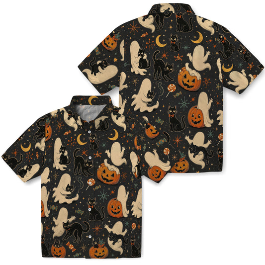 Retro Black Starburst Toss Custom Hawaiian Shirt