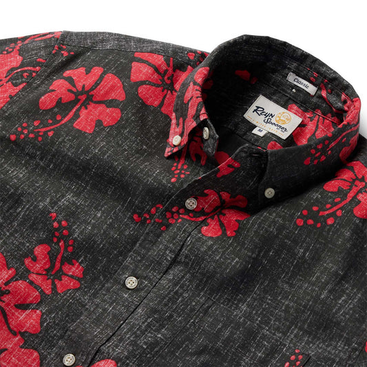50th State Flower - Black Hawaiian Shirt