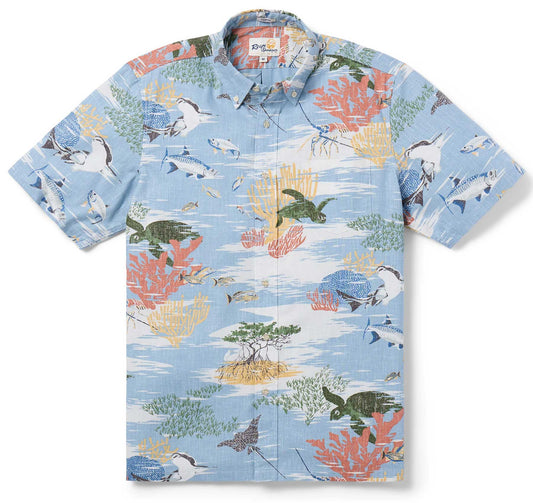 Florida Keys Dusty Blue Hawaiian Shirt