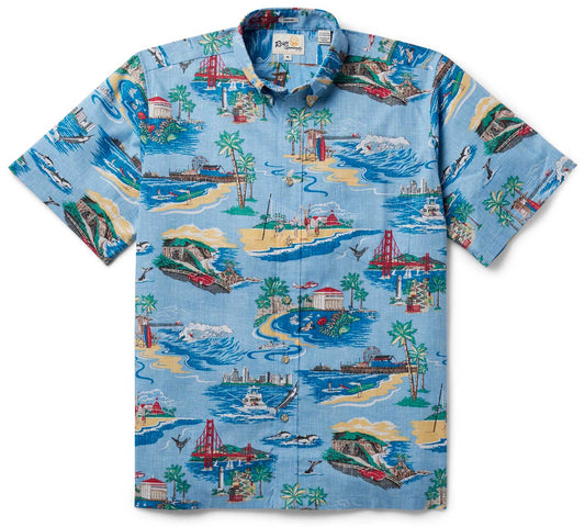 Golden Coast Dusk Blue Hawaiian Shirt