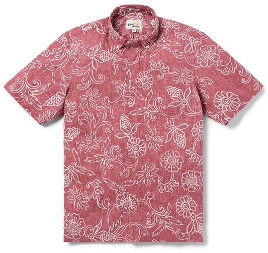 Hawaiian Gardenias Faded Ginger Hawaiian Shirt