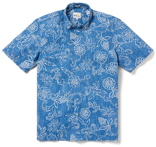 Hawaiian Gardenias Horizon Blue Hawaiian Shirt