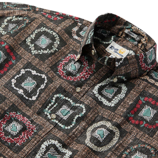 Island Lei Black Hawaiian Shirt