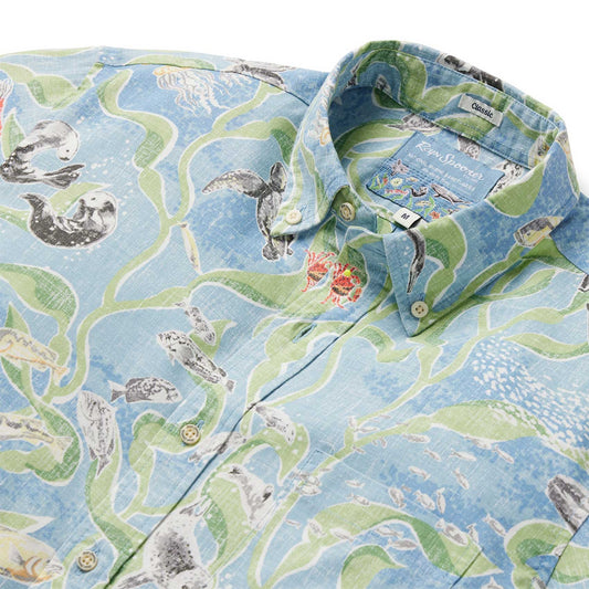 Faded Denim Monterey Bay Hawaiian Shirt