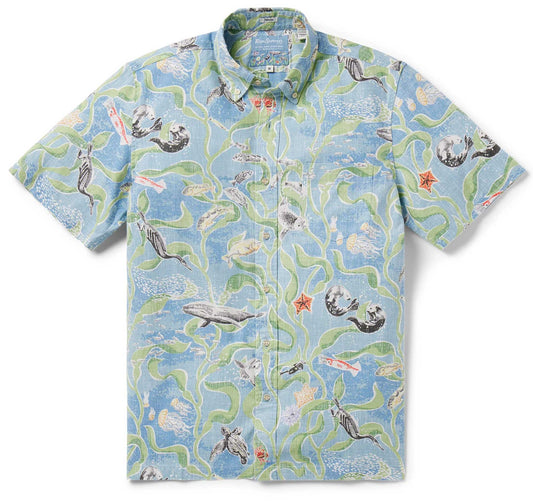 Faded Denim Monterey Bay Hawaiian Shirt