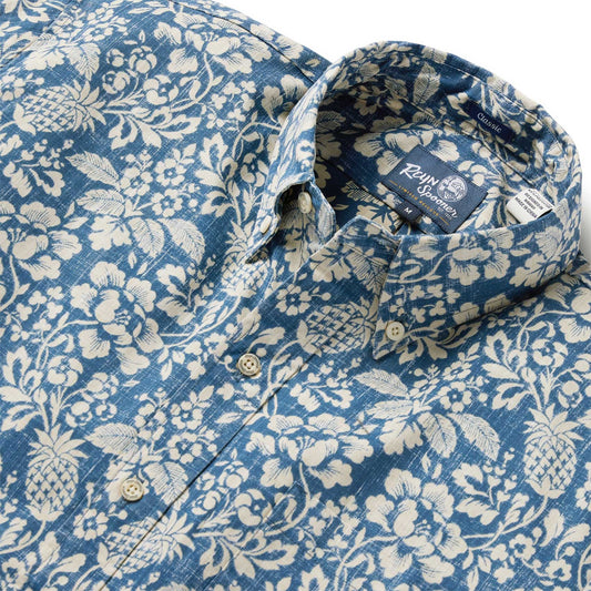 Navy Oahu Harvest Hawaiian Shirt