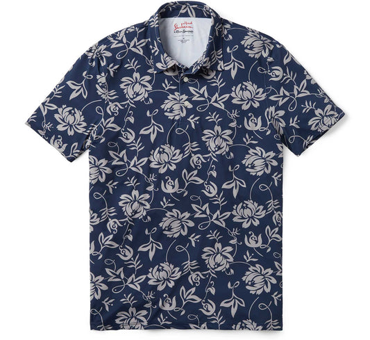 Classic Pareau Performance Polo - Insignia Blue Hawaiian Shirt