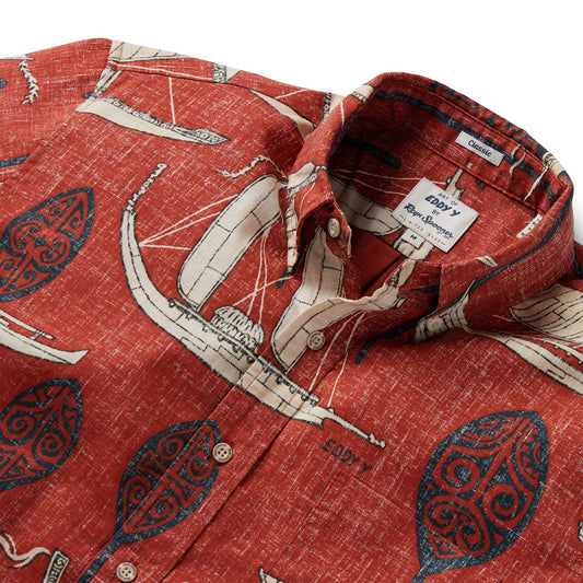 Maroon South Pacific Voyagers Hawaiian Shirt