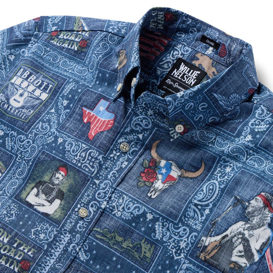 Navy Willie Nelson American Icon Hawaiian Shirt