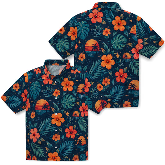 Tropical Blue Scenic Floral Face Hawaiian Shirt