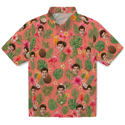 Tropical Coral Pink Illustrated Motif Scatter Custom Hawaiian Shirt - pink custom face Hawaiian shirt best-selling design