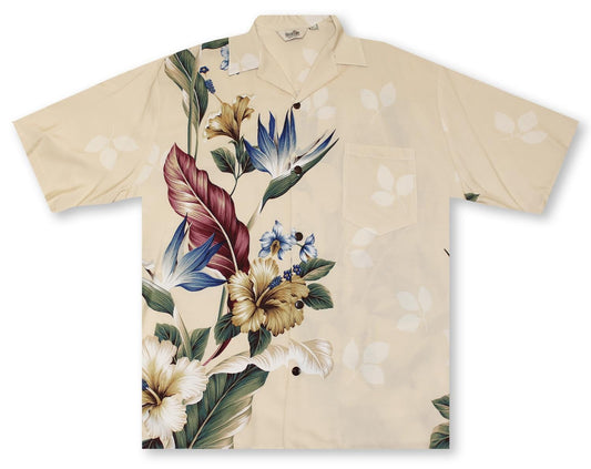 Hibiscus Paradise Beige Hawaiian Shirt