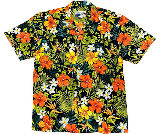 Black Tropical Garden Hawaiian Shirt