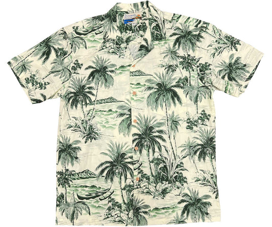 Green Waikiki Beach Hawaiian Shirt