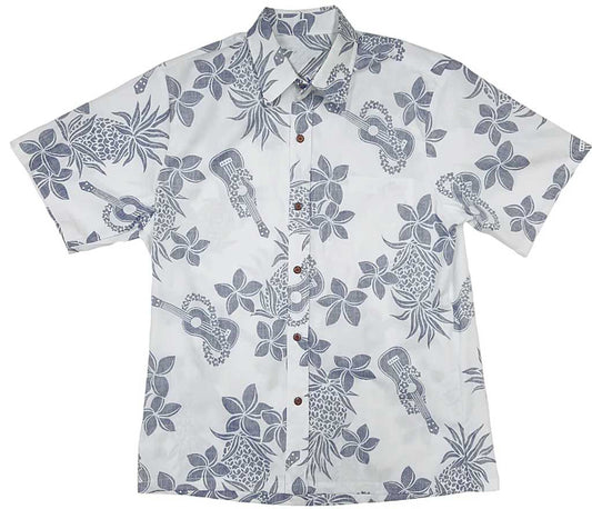 White Reverse Ukulele Hawaiian Shirt