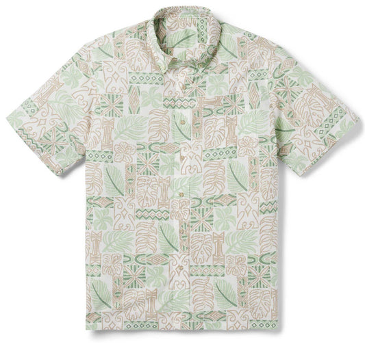 White South Pacific Tapa Hawaiian Shirt