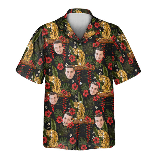 Majestic Jungle Tiger | Aloha Custom Hawaiian Shirts with Faces or Logos