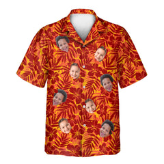 Red and Orange Tropical Silhouettes | Aloha Custom Hawaiian Shirts with Faces or Logos
