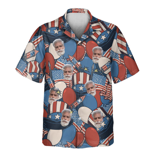 Retro American Patriotism | Aloha Custom Hawaiian Shirts with Faces or Logos