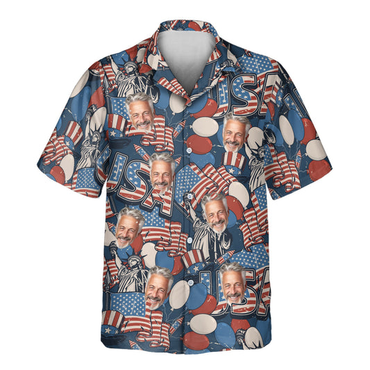 Retro USA Flag | Aloha Custom Hawaiian Shirts with Faces or Logos