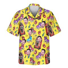 Retro Vinyl Vibes Face Hawaiian Shirt