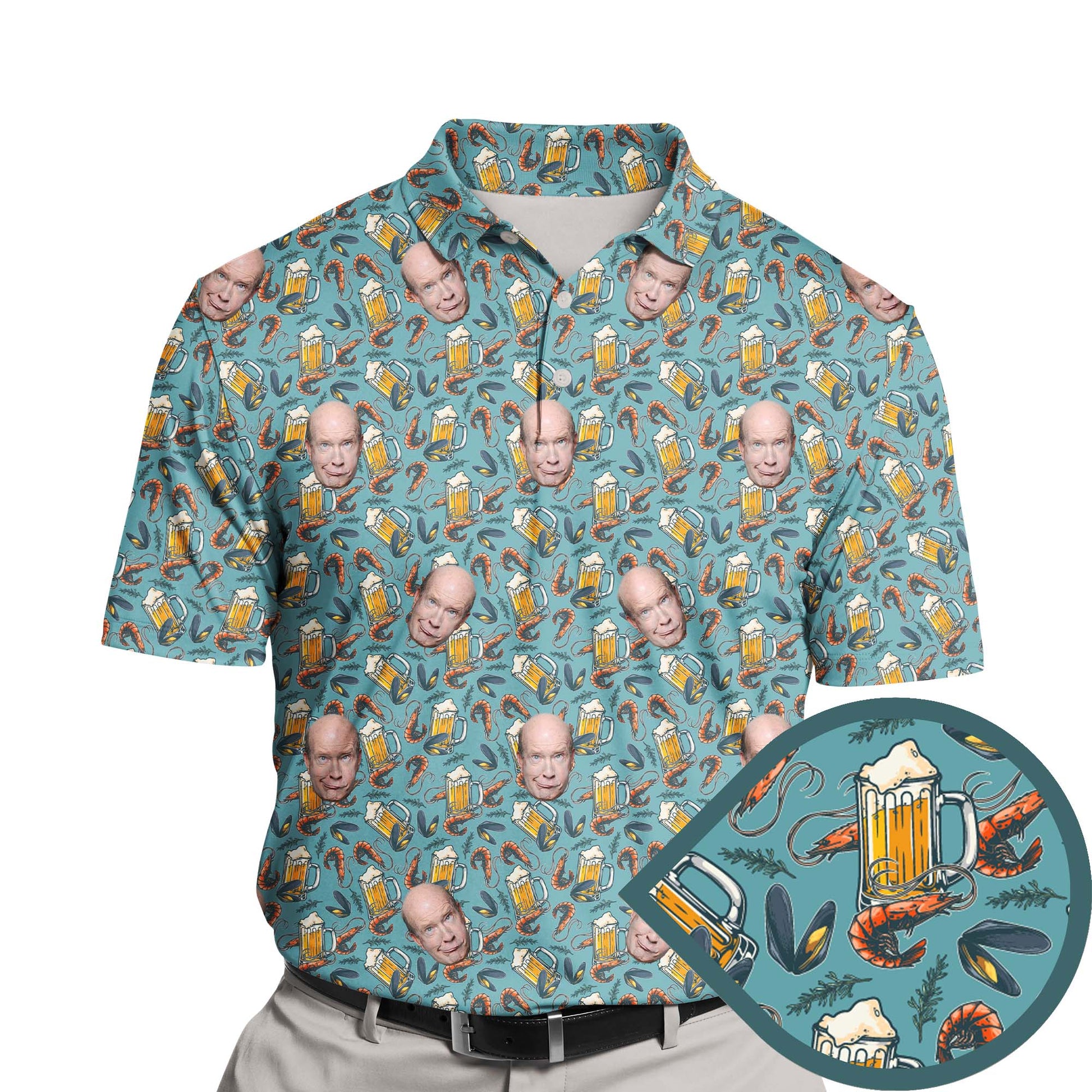 funny dress shirts Custom Hawaiian Shirt - Face Photo or Logo - Firehouse Funny Golf Design - Multicolor