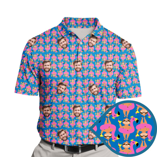 Tropical Sloth Fiesta | Funny Golf Shirts with Faces or Logos