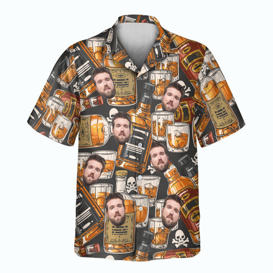 Whiskey & Skulls Retro | Aloha Custom Hawaiian Shirts with Faces or Logos