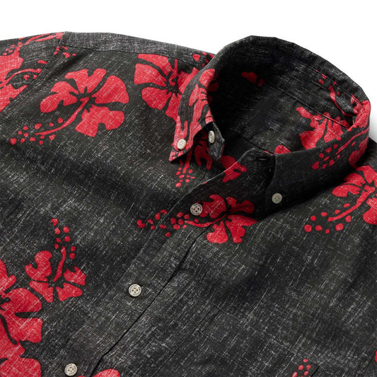 50th State Flower - Black Hawaiian Shirt