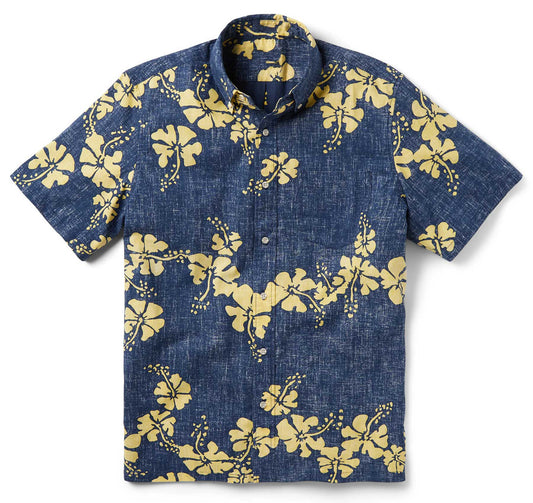 50th State Flower - Dress Blues Hawaiian Shirt