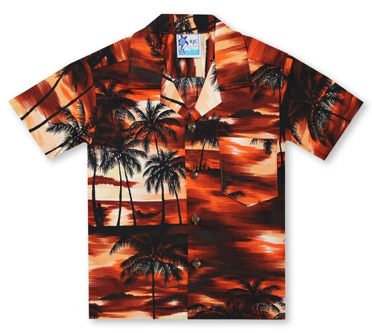 Boys Balmy Breeze - Orange Hawaiian Shirt