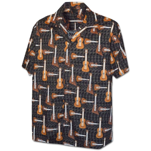 Aloha Ukulele - Black Hawaiian Shirt