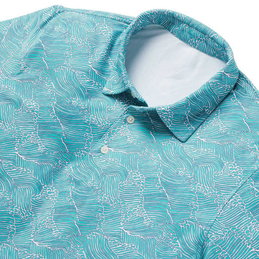 Aqua Molokai Channel Performance Polo Hawaiian Shirt