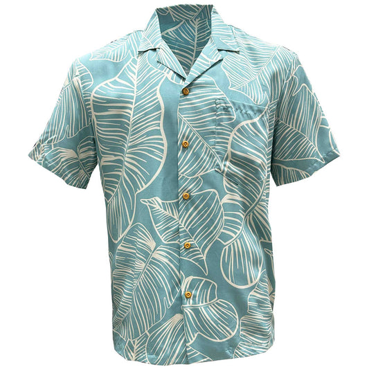 Aqua Taro Leaf Hawaiian Shirt